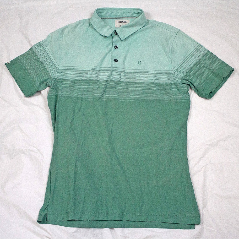 Linksoul Tempus Fugit Luxury Men's Short Sleeve Golf Polo Shirt Size Small